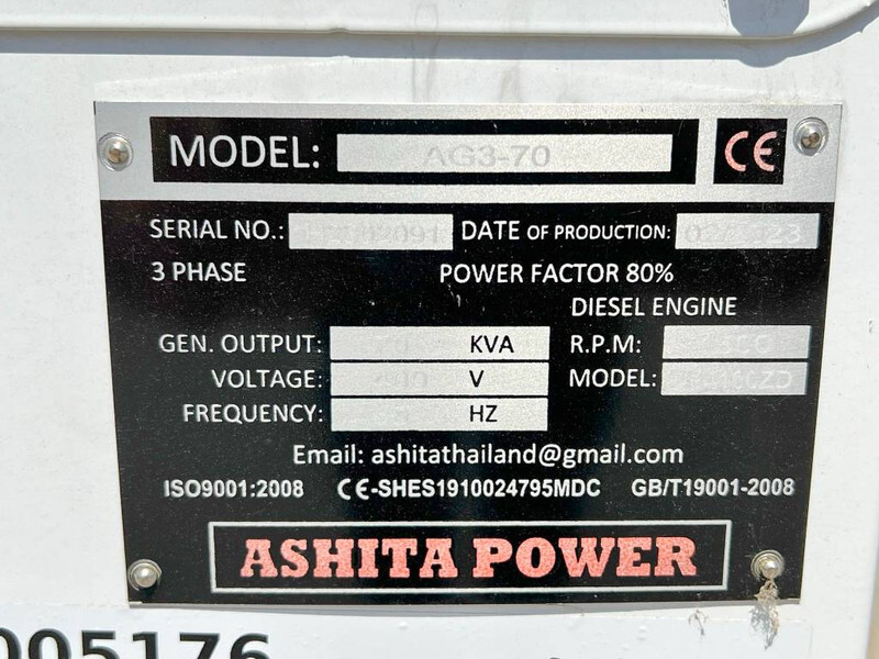 발전기 세트 Ashita AG3-70 - 70 KVA New / Unused / CE Certified : 사진 12