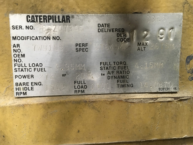 신규 발전기 세트 Caterpillar 3306B GENERATOR 225KVA USED : 사진 8