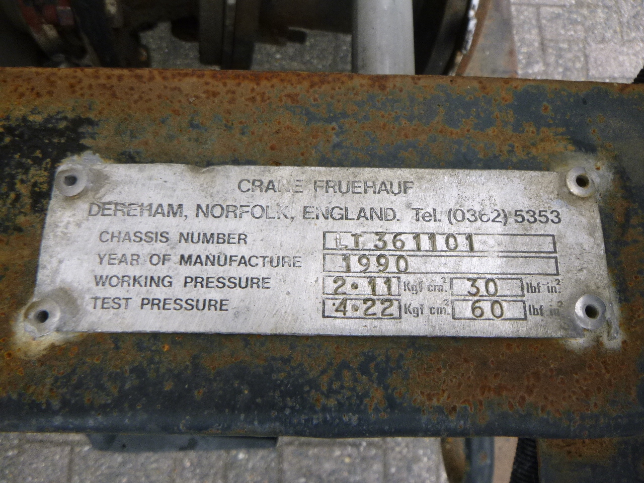 유조 세미 트레일러 운반 물 역청 Crane Fruehauf Bitumen tank inox 28 m3 / 1 comp : 사진 18