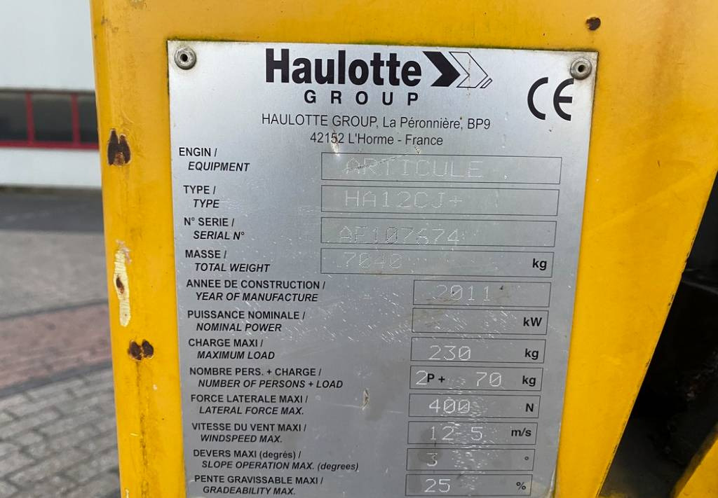 관절 붐 Haulotte HA12CJ+ Articulated Electric Boom Work Lift 1168cm : 사진 10