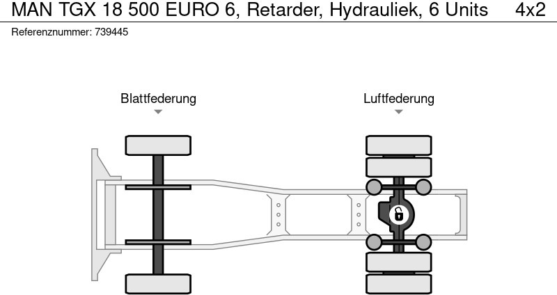 트랙터 유닛 MAN TGX 18 500 EURO 6, Retarder, Hydrauliek, 6 Units : 사진 13
