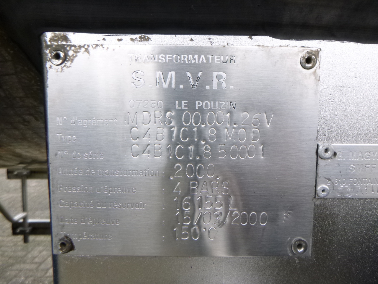 유조 세미 트레일러 운반 물 화학품 Magyar Sulphur tank inox LGBV 16 m3 / 1 comp ADR 30-05-2024 : 사진 12