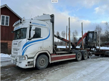 리스 Scania R650 Timber truck with wagon and crane Scania R650 Timber truck with wagon and crane : 사진 1