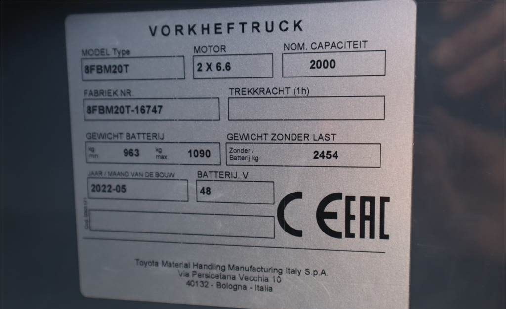 디젤 지게차 Toyota 8FBM20T Valid inspection, *Guarantee! Electric, 47 : 사진 6