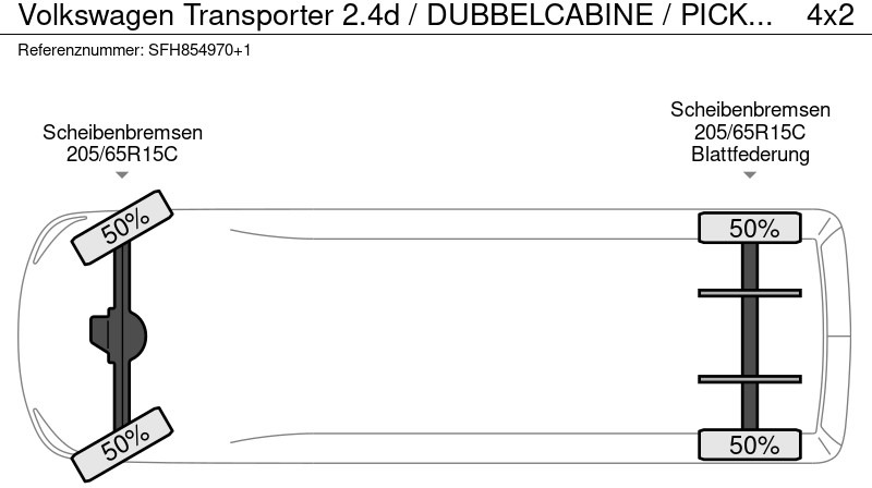 플랫베드 밴, 콤비 밴 Volkswagen Transporter 2.4d / DUBBELCABINE / PICK UP : 사진 15