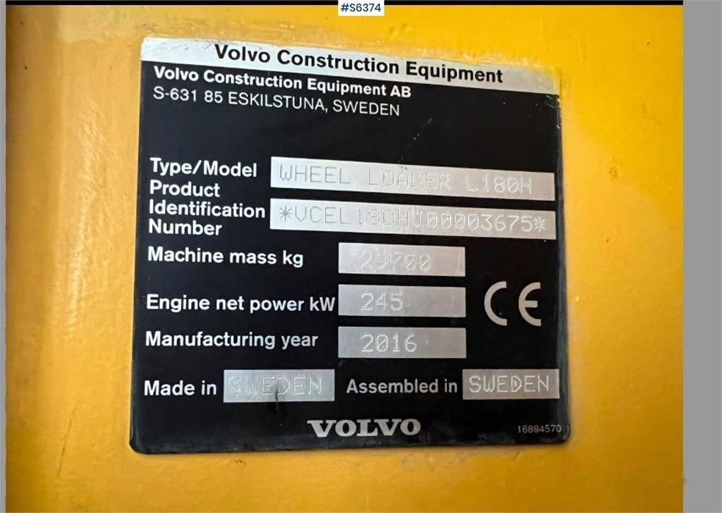 휠 로더 Volvo L180H Wheel Loader : 사진 21