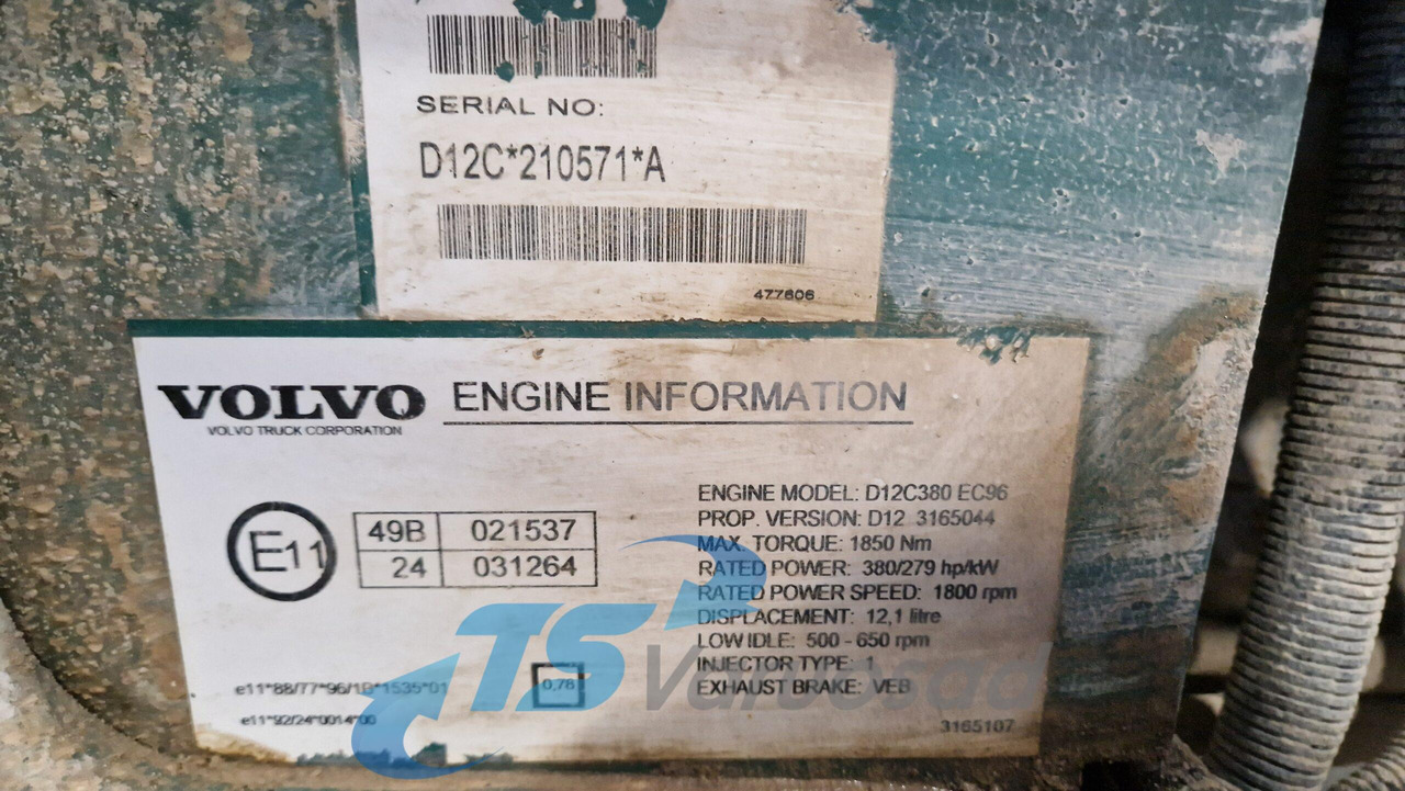엔진 트럭 용 Volvo mootor D12C380 D12C380 : 사진 2