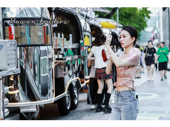 신규 자판기 트레일러 운반 물 음식 YOWON shiny stainless steel food vending cart mobile stream line trailer : 사진 5