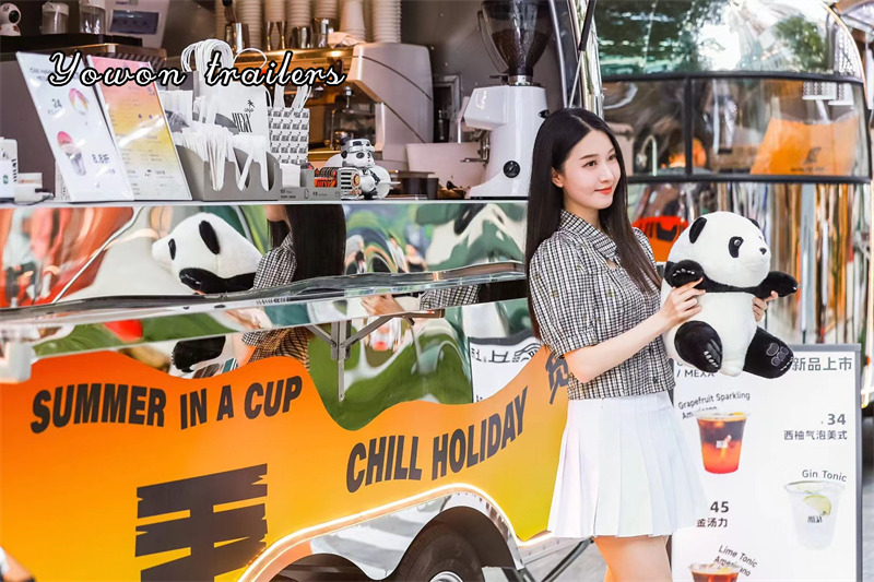 신규 자판기 트레일러 운반 물 음식 YOWON shiny stainless steel food vending cart mobile stream line trailer : 사진 4