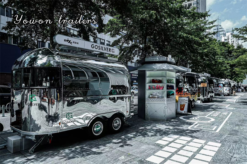 신규 자판기 트레일러 운반 물 음식 YOWON shiny stainless steel food vending cart mobile stream line trailer : 사진 2