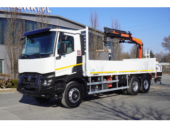 드롭사이드/ 플랫베드 트럭, 크레인 트럭 RENAULT C380 / 6x4 / HDS Palfinger PK 18002-EH 6000 kg : 사진 2