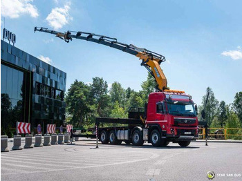 드롭사이드/ 플랫베드 트럭, 크레인 트럭 Volvo FMX 500 8x2 Effer 585 Fly Jib Winch Crane Kran : 사진 4
