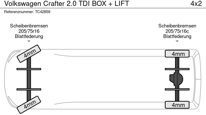 Volkswagen Crafter 2.0 TDI BOX + LIFT - 박스 밴 : 사진 4 Volkswagen Crafter 2.0 TDI BOX + LIFT - 박스 밴 : 사진 4