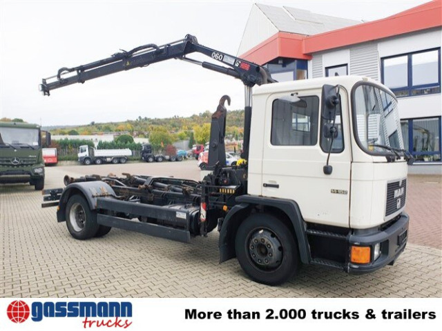 MAN 14.152 F 4x2 BB mit Kran Hiab 060-2 - 후크 리프트 트럭, 크레인 트럭 : 사진 2 MAN 14.152 F 4x2 BB mit Kran Hiab 060-2 - 후크 리프트 트럭, 크레인 트럭 : 사진 2