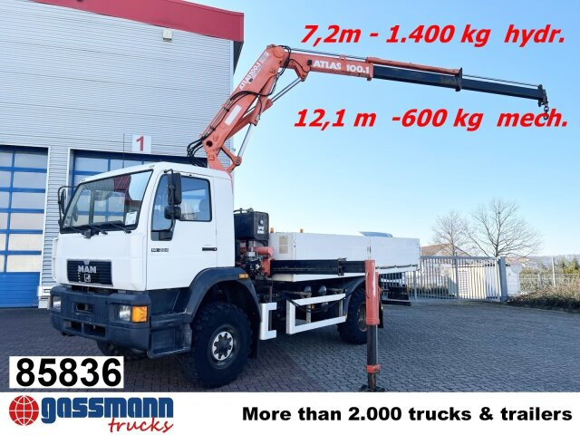 MAN 14.224 LAC 4x4 BB mit Kran Atlas 100.1 - 드롭사이드/ 플랫베드 트럭, 크레인 트럭 : 사진 1 MAN 14.224 LAC 4x4 BB mit Kran Atlas 100.1 - 드롭사이드/ 플랫베드 트럭, 크레인 트럭 : 사진 1