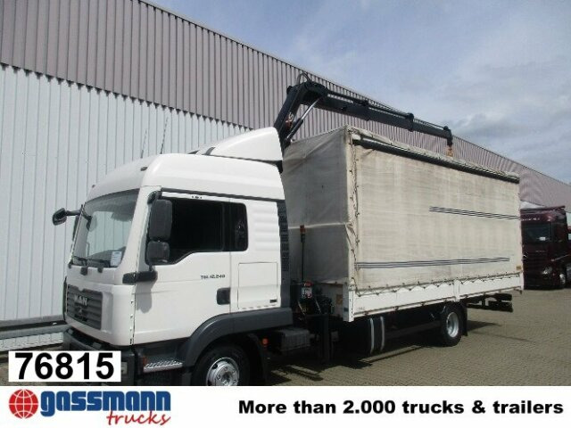 MAN TGL 12.240BL 4x2, mit Kran Hiab 088 mit Funk - 커튼사이더 트럭, 크레인 트럭 : 사진 1 MAN TGL 12.240BL 4x2, mit Kran Hiab 088 mit Funk - 커튼사이더 트럭, 크레인 트럭 : 사진 1