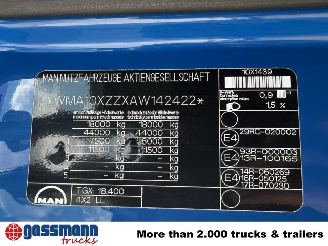 MAN TGX 18.400 4X2 LL, Fahrschule, XLX-Fahrerhaus - 컨테이너 운반 장치/ 스와프 보디 트럭 : 사진 2 MAN TGX 18.400 4X2 LL, Fahrschule, XLX-Fahrerhaus - 컨테이너 운반 장치/ 스와프 보디 트럭 : 사진 2