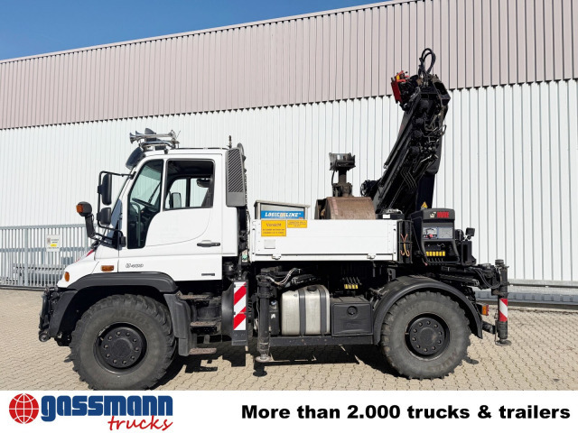 Unimog U400 4x4, Frontzapfwelle, Heckkran Hiab XS - 드롭사이드/ 플랫베드 트럭, 크레인 트럭 : 사진 4 Unimog U400 4x4, Frontzapfwelle, Heckkran Hiab XS - 드롭사이드/ 플랫베드 트럭, 크레인 트럭 : 사진 4
