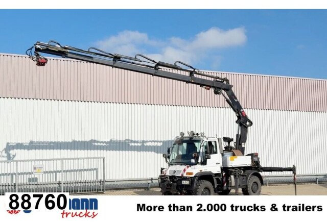 Unimog U400 4x4, Frontzapfwelle, Heckkran Hiab XS - 드롭사이드/ 플랫베드 트럭, 크레인 트럭 : 사진 1 Unimog U400 4x4, Frontzapfwelle, Heckkran Hiab XS - 드롭사이드/ 플랫베드 트럭, 크레인 트럭 : 사진 1