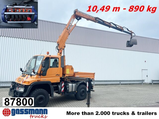 Unimog U400 4x4, Frontzapfwelle, Kipper, Kran MKG HKL - 덤프트럭, 크레인 트럭 : 사진 1 Unimog U400 4x4, Frontzapfwelle, Kipper, Kran MKG HKL - 덤프트럭, 크레인 트럭 : 사진 1