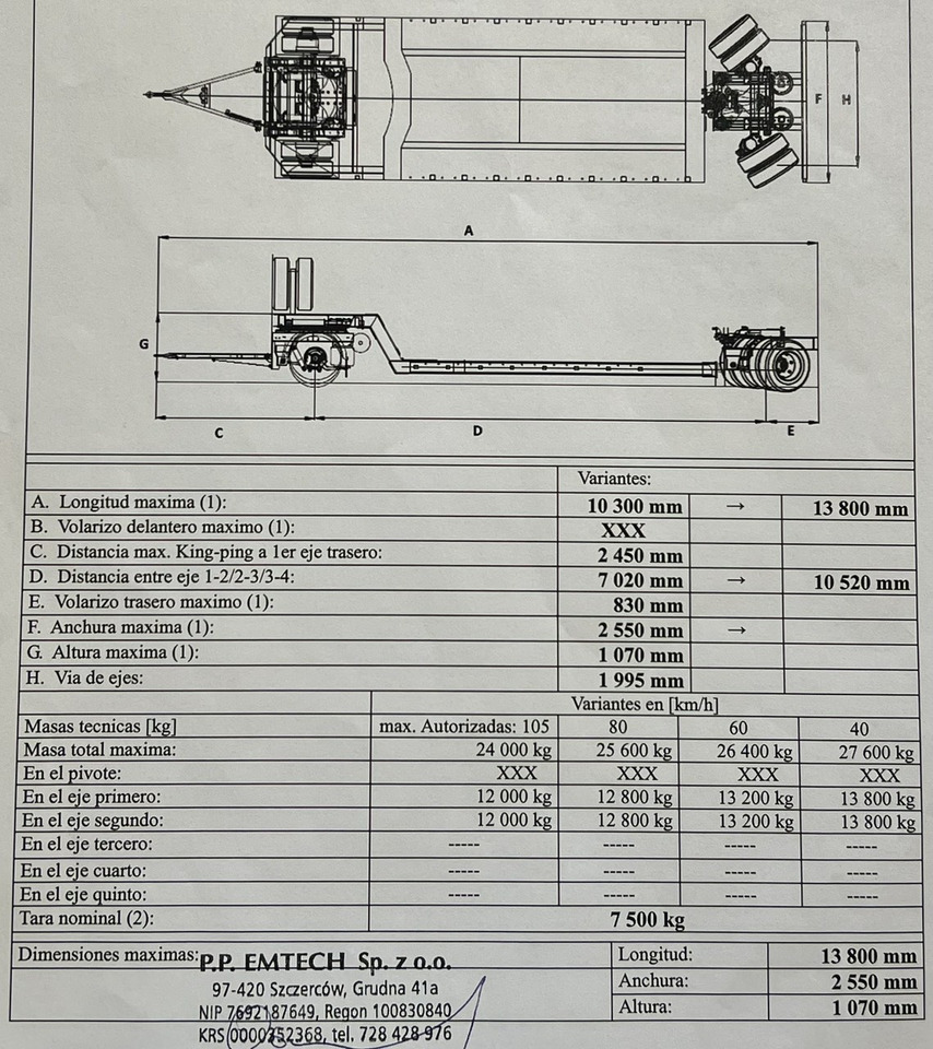 EMTECH 2 osiowa PCN 18 TIEFBETT Zagłębiana Rozciągana Oś Skrętna UNIKAT - 저하대 세미 트레일러 : 사진 5 EMTECH 2 osiowa PCN 18 TIEFBETT Zagłębiana Rozciągana Oś Skrętna UNIKAT - 저하대 세미 트레일러 : 사진 5