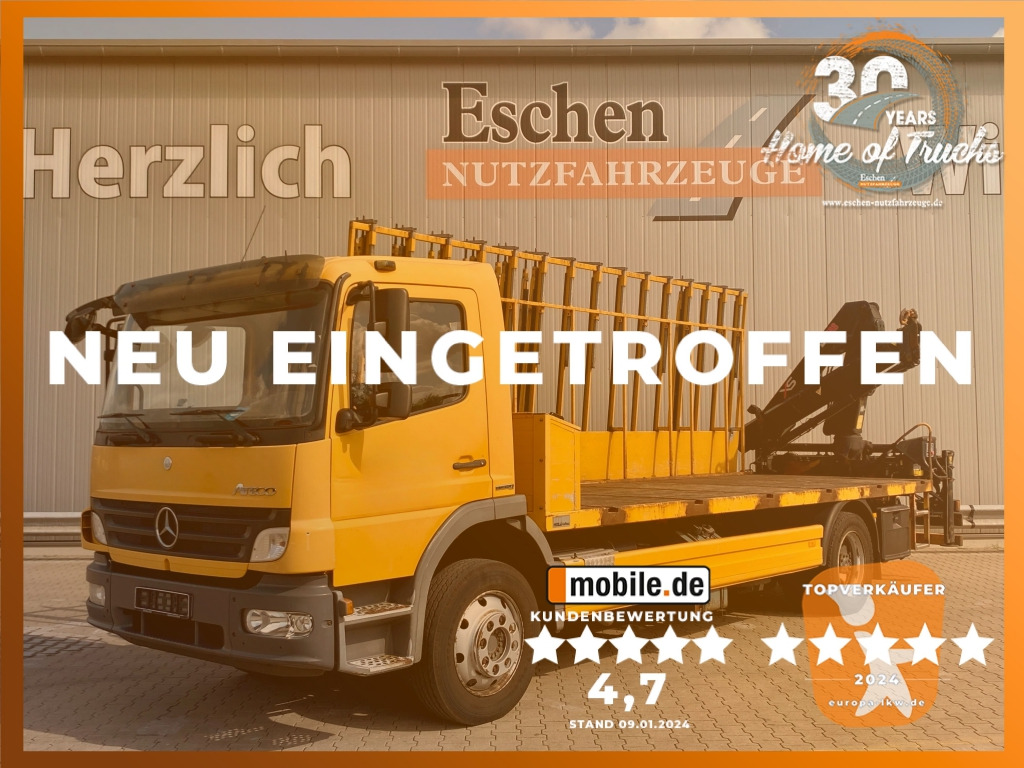 Mercedes-Benz 1224 L Atego / HIAB-Kran / Glastransporter - 드롭사이드/ 플랫베드 트럭, 크레인 트럭 : 사진 1 Mercedes-Benz 1224 L Atego / HIAB-Kran / Glastransporter - 드롭사이드/ 플랫베드 트럭, 크레인 트럭 : 사진 1