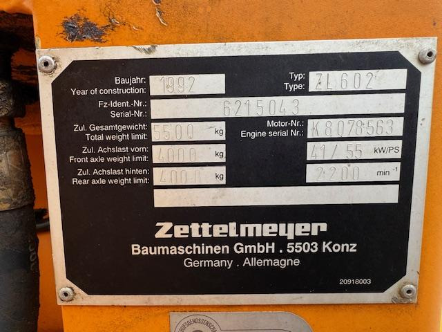 Zettelmeyer ZL 602 - 휠 로더 : 사진 5 Zettelmeyer ZL 602 - 휠 로더 : 사진 5