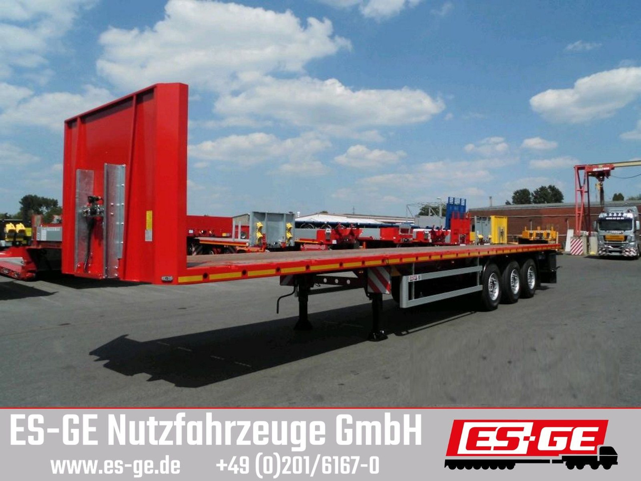 ES-GE 3-Achs Sattelanhänger - Rungen + CV - 드롭사이드/ 플랫베드 세미 트레일러 : 사진 1 ES-GE 3-Achs Sattelanhänger - Rungen + CV - 드롭사이드/ 플랫베드 세미 트레일러 : 사진 1