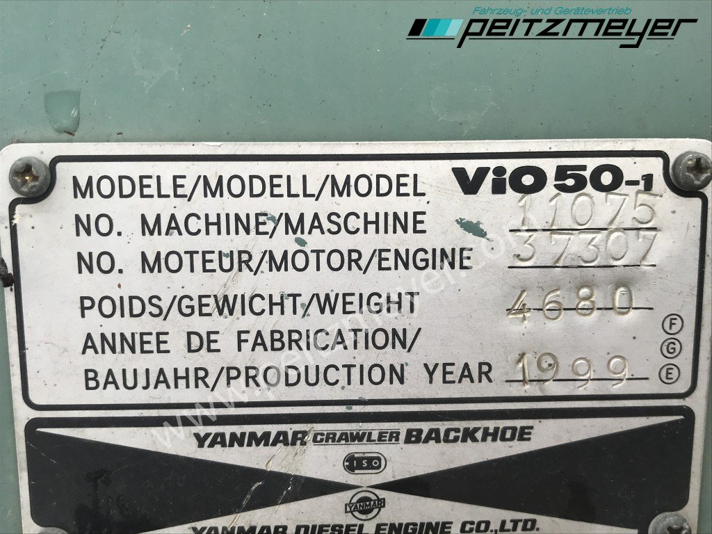 미니 굴삭기 YANMAR MINIBAGGER VIO 50 V hydr. Schwenklöffel : 사진 11