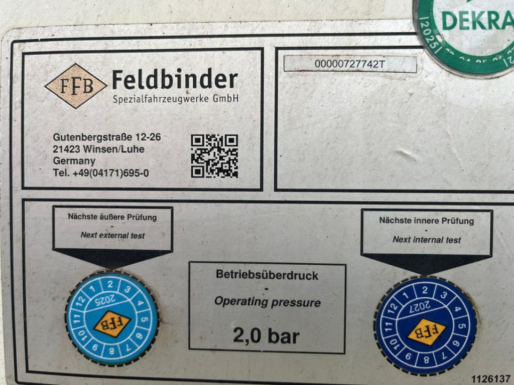 FELDBINDER Silo für Staub und Rieselgüter EUT 40.3 Auflieger Zement 40m³, Lenkachse - 사일로 세미 트레일러 : 사진 5 FELDBINDER Silo für Staub und Rieselgüter EUT 40.3 Auflieger Zement 40m³, Lenkachse - 사일로 세미 트레일러 : 사진 5