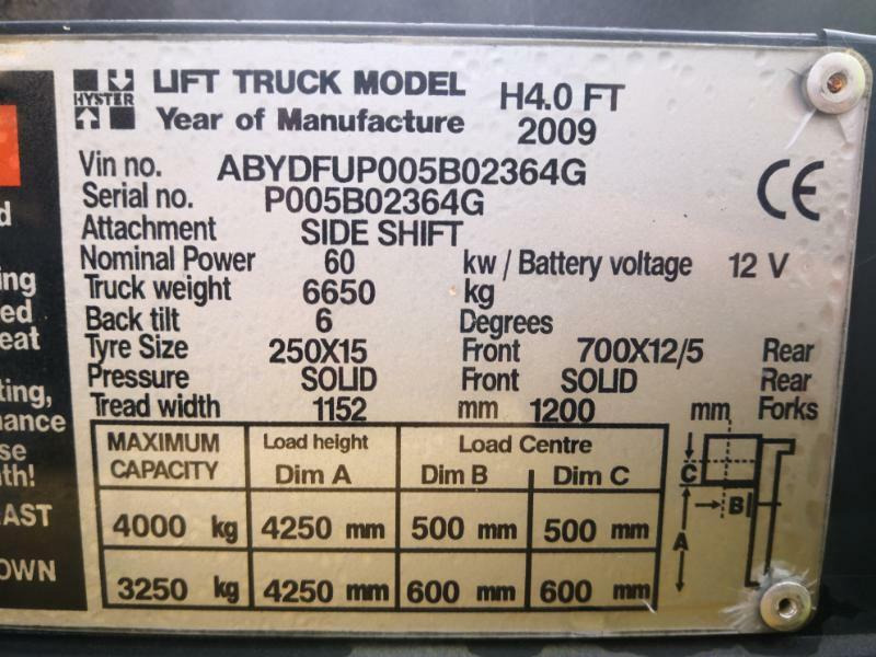 Hyster H4.00FT5 - 디젤 지게차 : 사진 4 Hyster H4.00FT5 - 디젤 지게차 : 사진 4