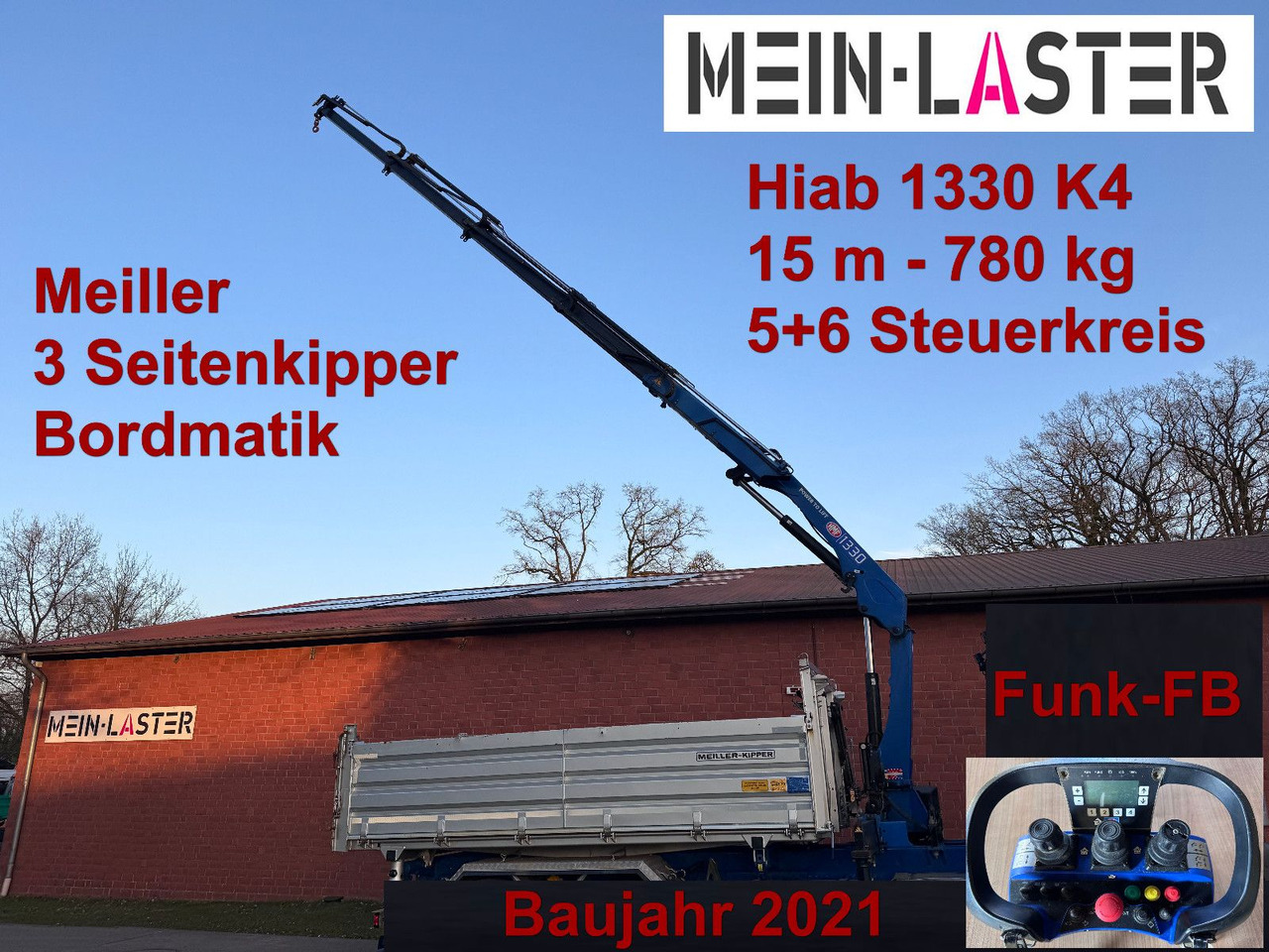 MAN Aufbau Meiller Bordmatik + HMF 1330 K4 15m Funk - 덤프트럭, 크레인 트럭 : 사진 1 MAN Aufbau Meiller Bordmatik + HMF 1330 K4 15m Funk - 덤프트럭, 크레인 트럭 : 사진 1