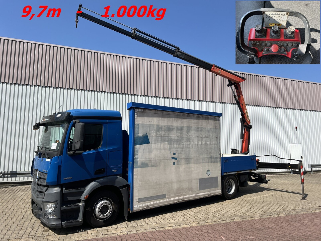 Mercedes-Benz Antos 1836 L 4x2 Antos 1836 L 4x2, Glastransporter, Heckkran Palfinger Pk 12002-EH, Funk - 크레인 트럭 : 사진 1 Mercedes-Benz Antos 1836 L 4x2 Antos 1836 L 4x2, Glastransporter, Heckkran Palfinger Pk 12002-EH, Funk - 크레인 트럭 : 사진 1