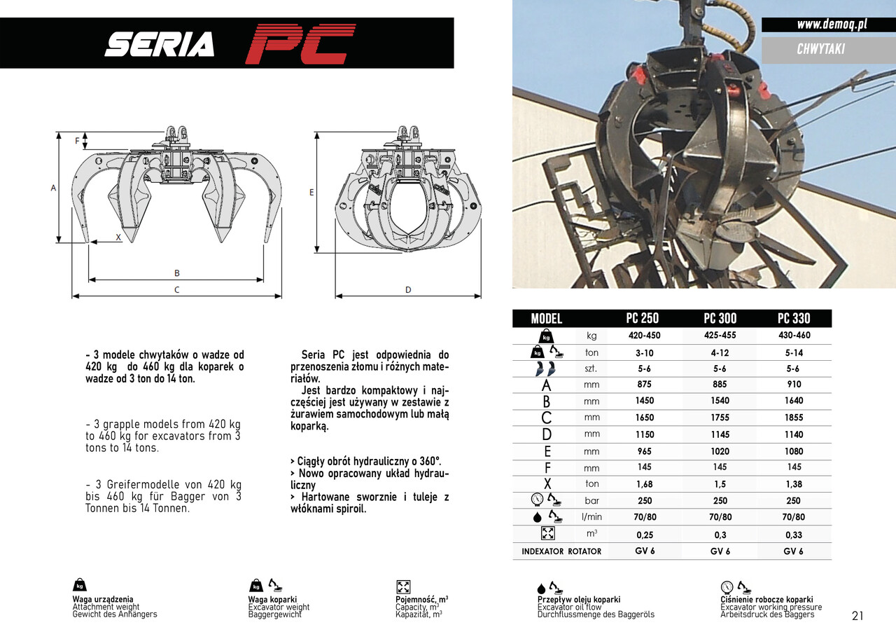 DEMOQ PC250 Hydraulic Polyp -grab - 그래플 건설기계 용 : 사진 5 DEMOQ PC250 Hydraulic Polyp -grab - 그래플 건설기계 용 : 사진 5