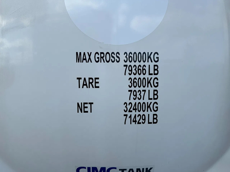 신규 탱크 컨테이너 CIMC NEW / UNUSED,  for  FOOD STUFF or CHEMICAL, 20FT ISO,  25.030L, L4BN, UN Portable, T11, test: 1-2027 : 사진 12