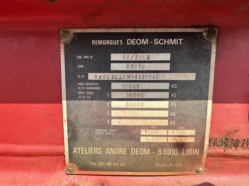 컨테이너 운반 장치/ 스와프 보디 트레일러 DEOM - SCHMIT R202P 2-AS CONTAINER TRANSPORT - BPW - GOEDE BANDEN - LUCHTVERING - BELGISCHE PAPIEREN : 사진 18