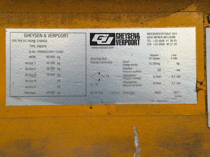 Gheysen en Verpoort S4631B 3-AS DIEPLADER - 저하대 세미 트레일러 : 사진 4 Gheysen en Verpoort S4631B 3-AS DIEPLADER - 저하대 세미 트레일러 : 사진 4