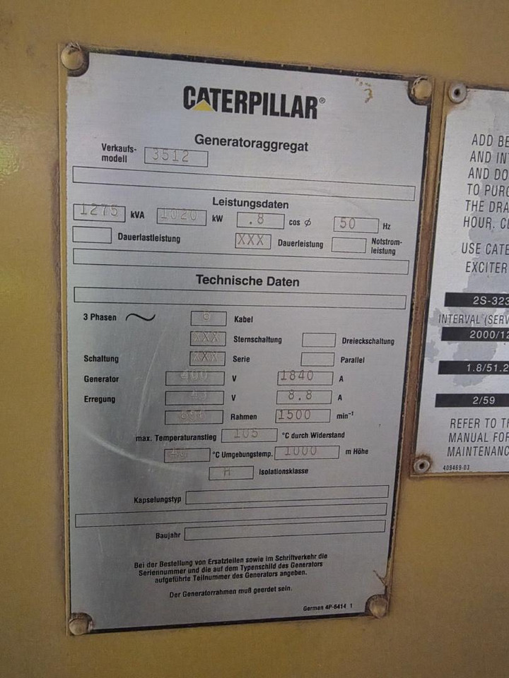 Caterpillar 1020 KW Stromagregat 1275 KVA - 발전기 세트 : 사진 5 Caterpillar 1020 KW Stromagregat 1275 KVA - 발전기 세트 : 사진 5