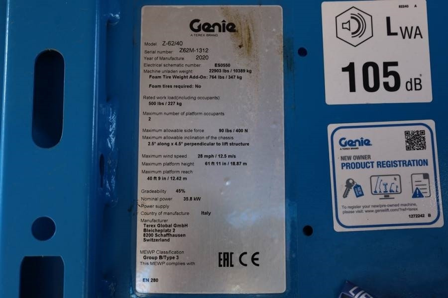 Genie Z62/40 Diesel, 4x4 Drive, 20.9 m Working Height, 1 - 관절 붐 : 사진 5 Genie Z62/40 Diesel, 4x4 Drive, 20.9 m Working Height, 1 - 관절 붐 : 사진 5