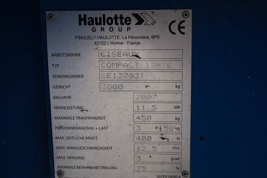 시저 리프트 Haulotte Compact 12RTE Electric, 12m Working Height, 450kg : 사진 7