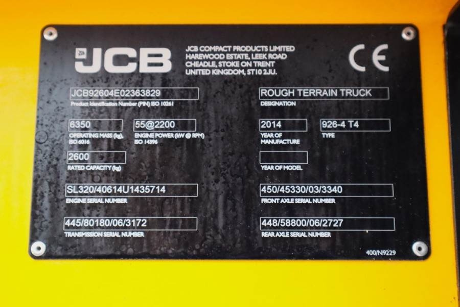 JCB 926 Diesel, 4x4 Drive, Triplex mast, 5500mm Liftin - 지형 지게차 : 사진 5 JCB 926 Diesel, 4x4 Drive, Triplex mast, 5500mm Liftin - 지형 지게차 : 사진 5