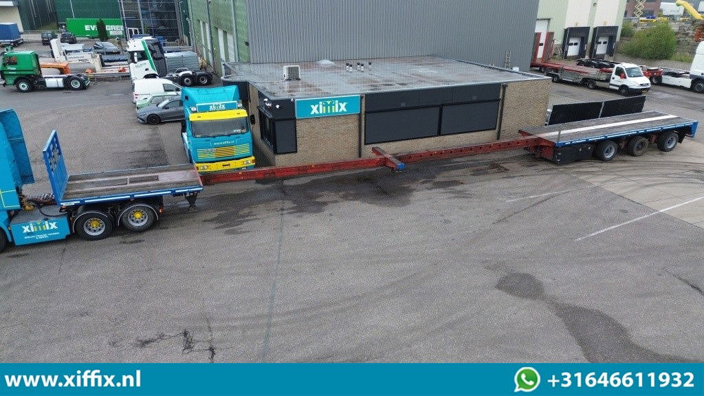 Lako 3-ass. Vlakke dubbel 2x uitschuifbare oplegger / 3x gestuurd - 드롭사이드/ 플랫베드 세미 트레일러 : 사진 1 Lako 3-ass. Vlakke dubbel 2x uitschuifbare oplegger / 3x gestuurd - 드롭사이드/ 플랫베드 세미 트레일러 : 사진 1