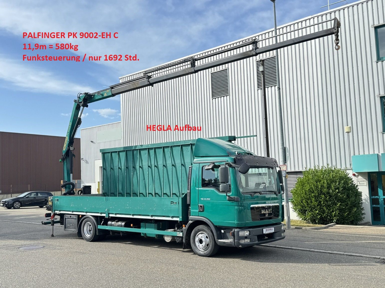MAN TGL 12.250 Glastransport Kran PK9002 Funk Klima - 크레인 트럭 : 사진 1 MAN TGL 12.250 Glastransport Kran PK9002 Funk Klima - 크레인 트럭 : 사진 1
