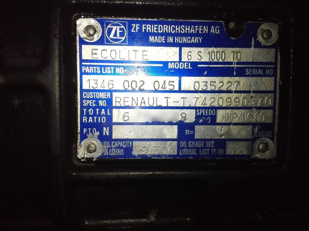 ZF 6S1000T0 Renault - 기어박스 트럭 용 : 사진 2 ZF 6S1000T0 Renault - 기어박스 트럭 용 : 사진 2