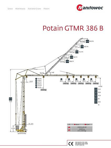 Potain GTMR 386 B - 자립형 크레인 : 사진 1 Potain GTMR 386 B - 자립형 크레인 : 사진 1