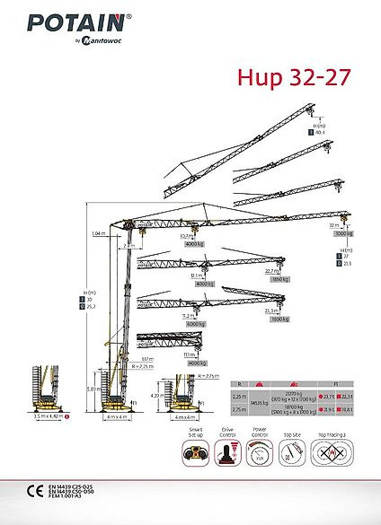 Potain HUP 32-27 - 자립형 크레인 : 사진 1 Potain HUP 32-27 - 자립형 크레인 : 사진 1