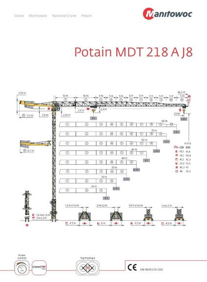 Potain MDT 218 A J 8 - 타워 크레인 : 사진 1 Potain MDT 218 A J 8 - 타워 크레인 : 사진 1