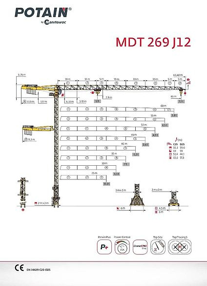 Potain MDT 269 J 12 - 타워 크레인 : 사진 1 Potain MDT 269 J 12 - 타워 크레인 : 사진 1