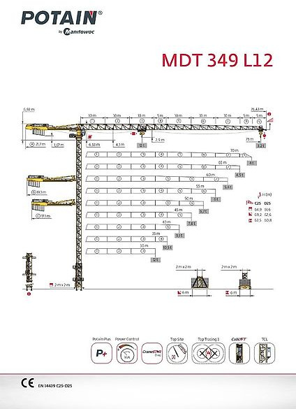 Potain MDT 349 L 12 - 타워 크레인 : 사진 1 Potain MDT 349 L 12 - 타워 크레인 : 사진 1