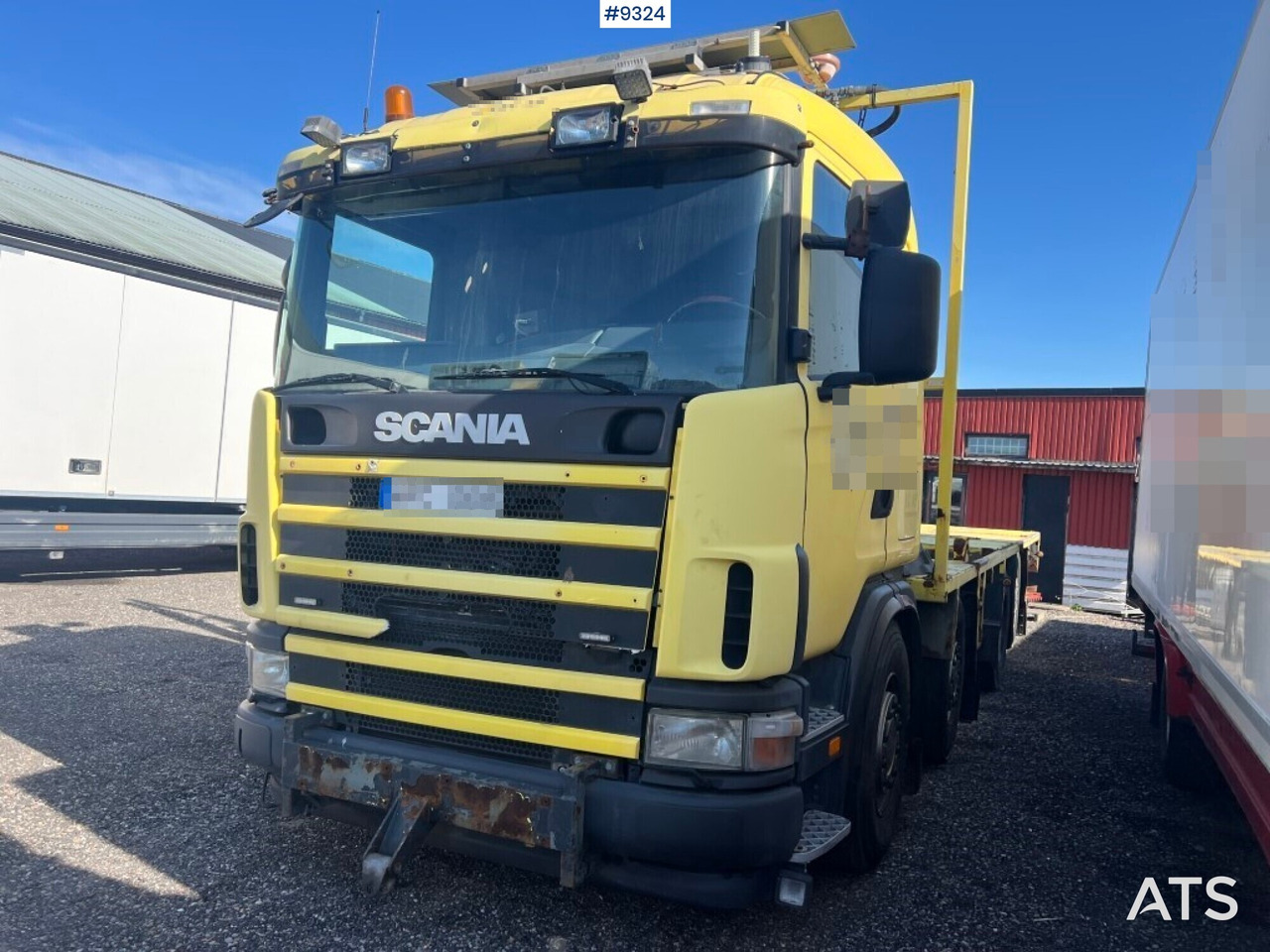 Flatbed truck Scania R124GB8X26NB420 - 드롭사이드/ 플랫베드 트럭 : 사진 1 Flatbed truck Scania R124GB8X26NB420 - 드롭사이드/ 플랫베드 트럭 : 사진 1